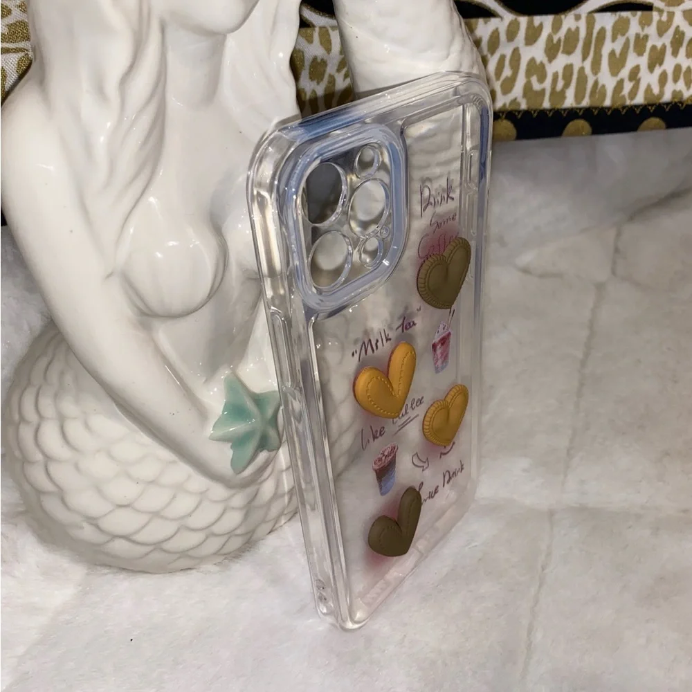 IPHONE 11 PRO MAX 3D BUBBLE HEARTS & COFFEE CUPS PHONE CASE
